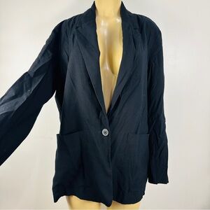 A New Day Black Blazer Jacket Sz XL Unstructured One Button